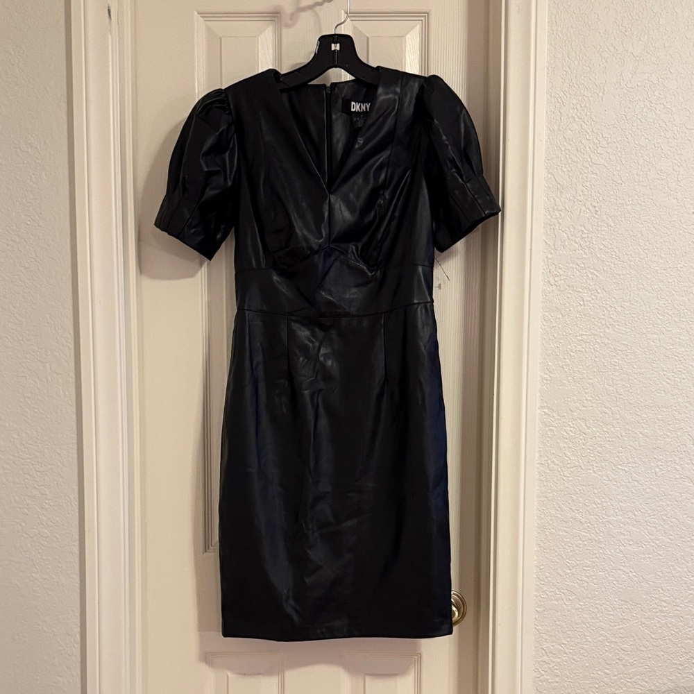 DKNY Elegant Black Leatherette Dress